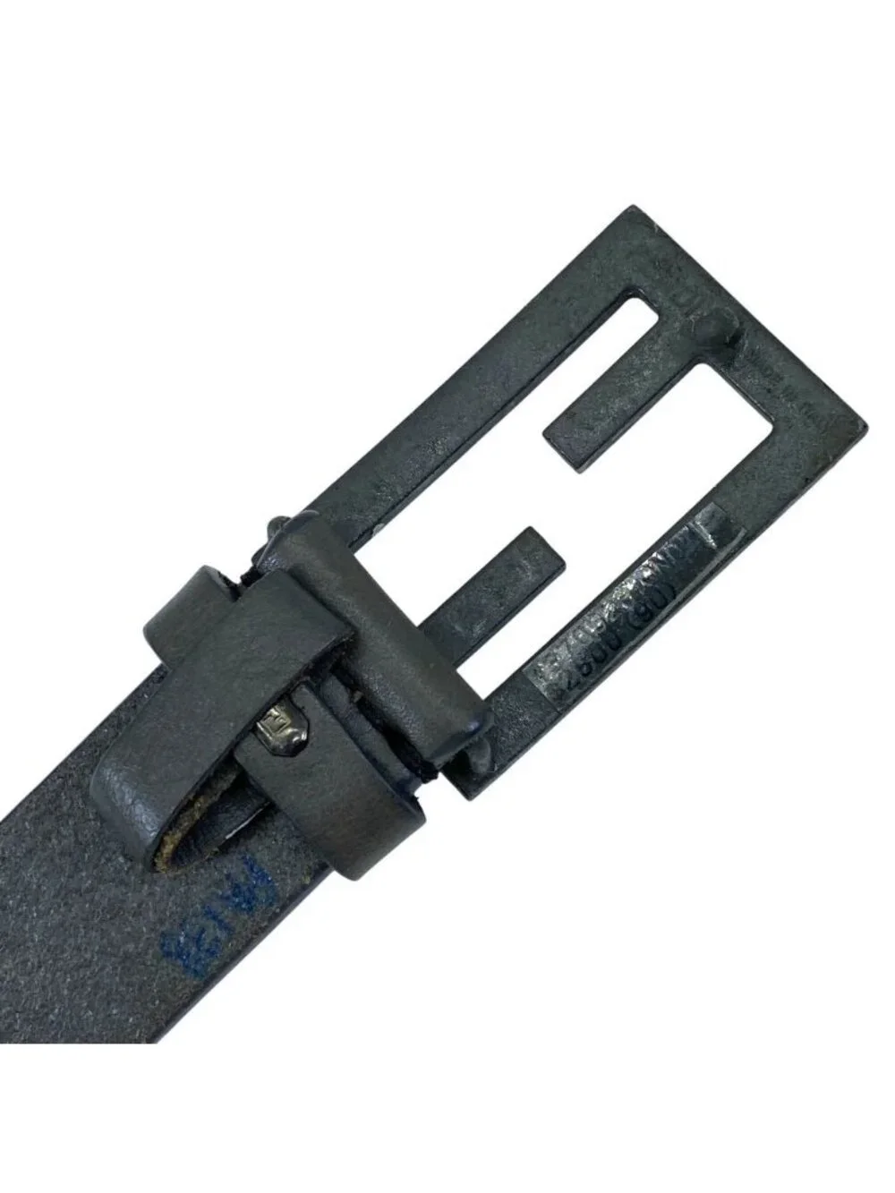 Fendi FF Logo Buckle Belt Leather Gray Practical